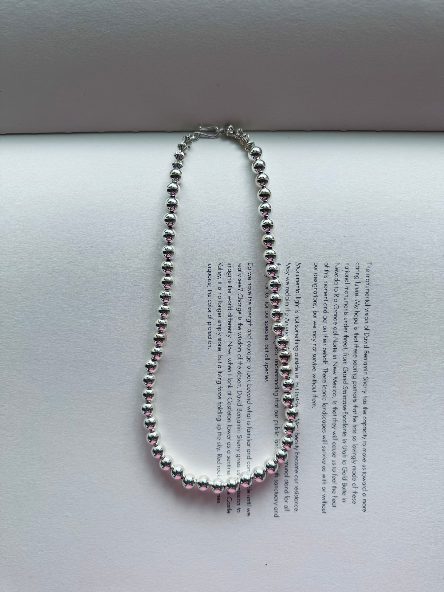 Far Moon All Silver Navajo Pearl Necklace