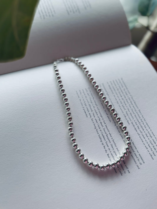 Far Moon All Silver Navajo Pearl Necklace
