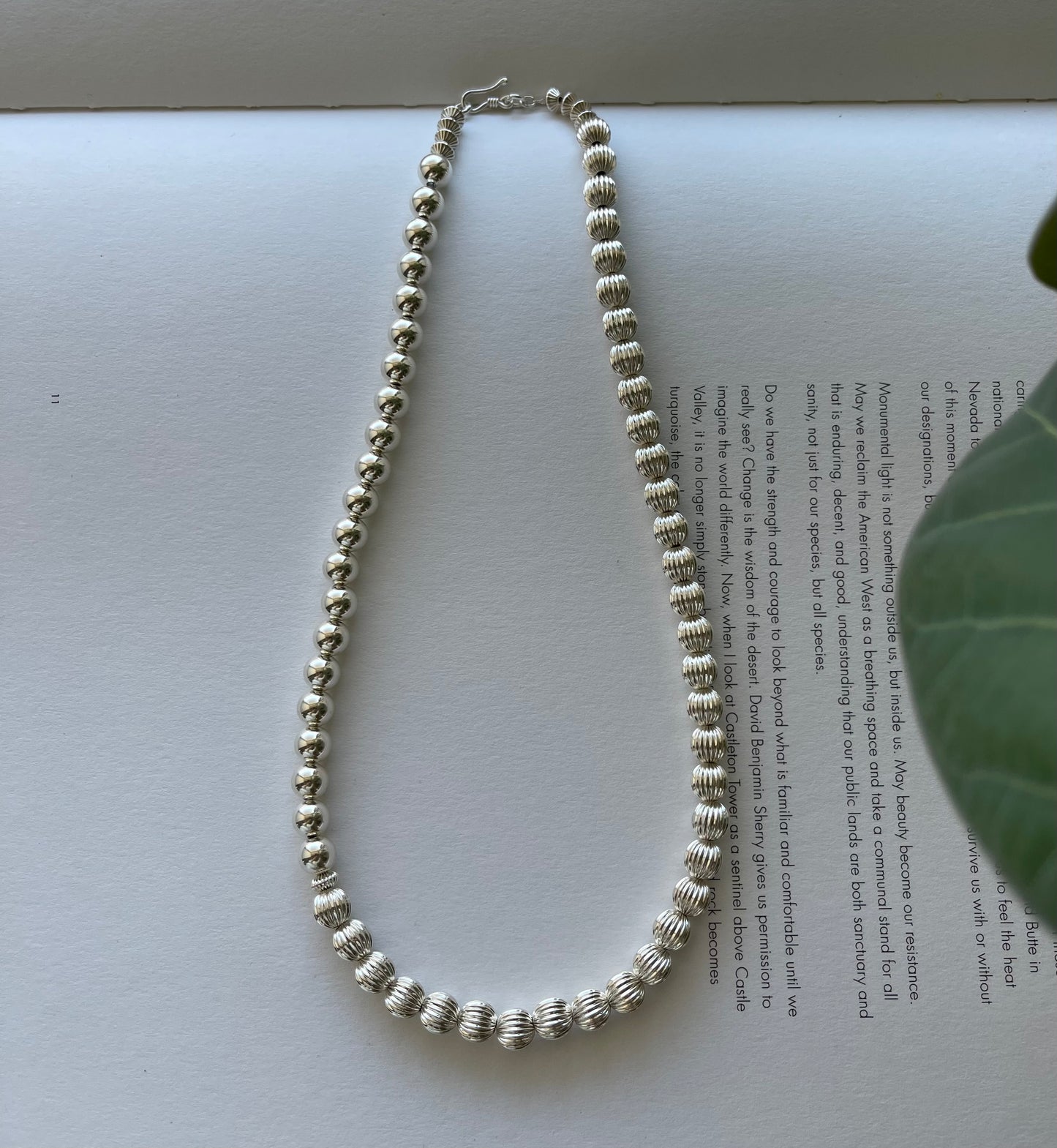 Far Moon All Silver Navajo Pearl Necklace