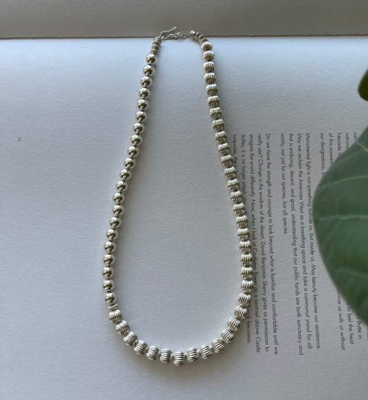 Far Moon All Silver Navajo Pearl Necklace